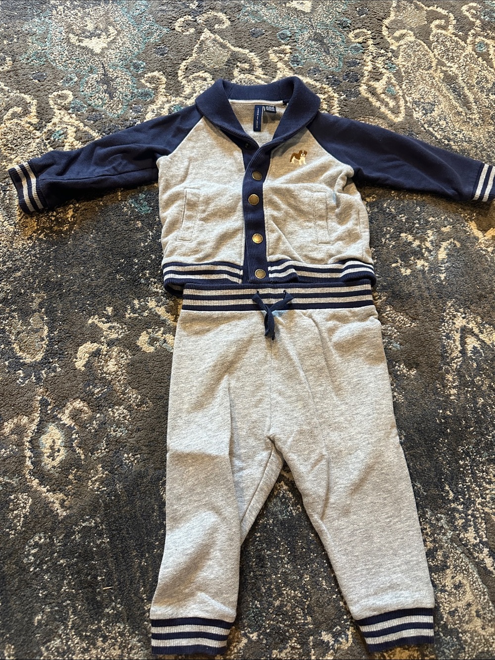 Janie and Jack Navy and Gray Two-Piece Matching Set